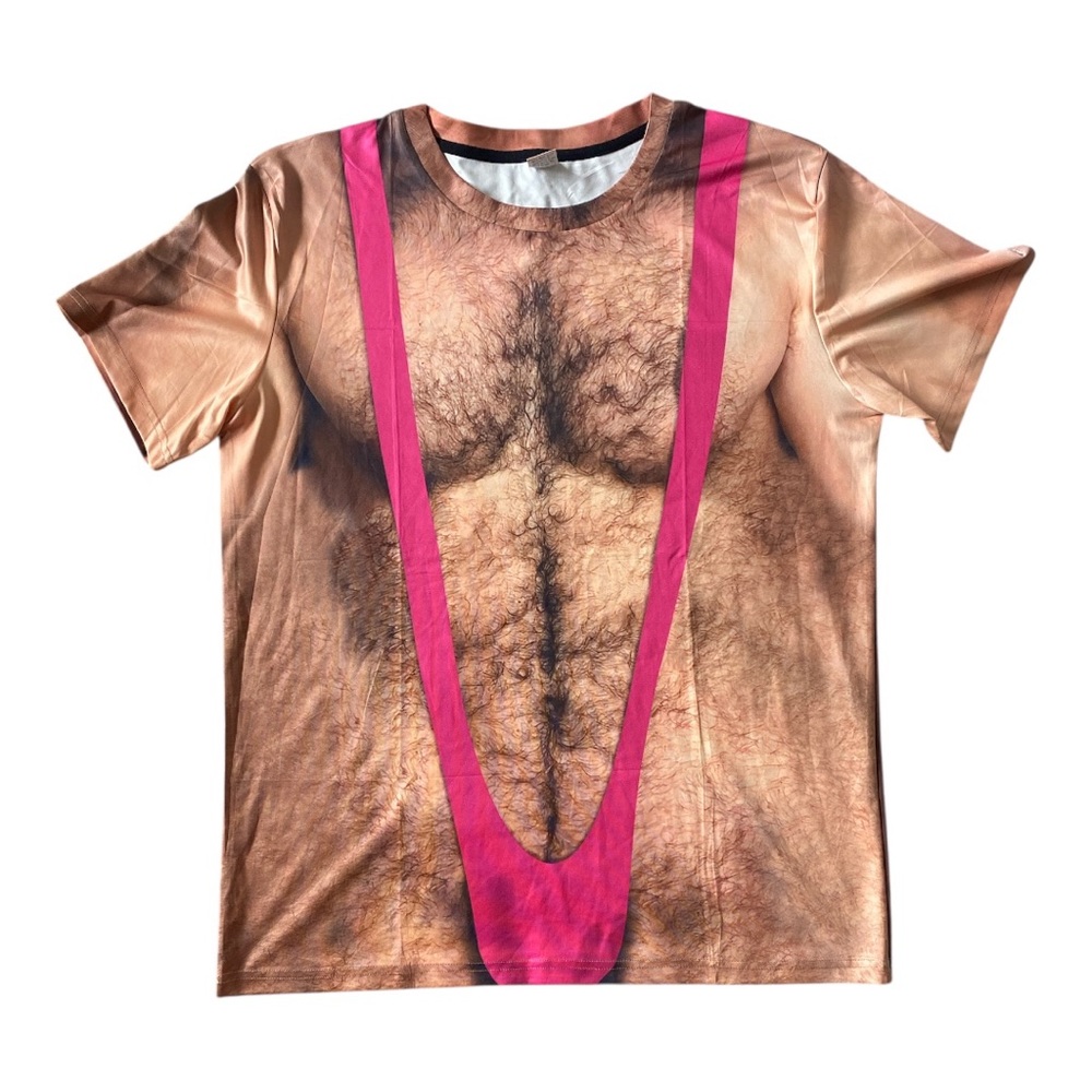 Novelty Chest Print T-Shirt with Pink Straps